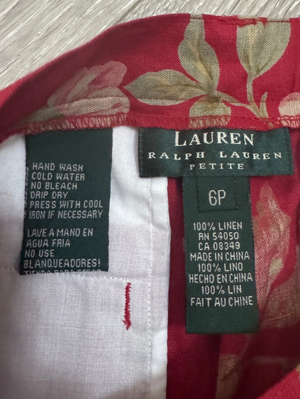 Vintage Ralph Lauren Linen Floral Bermuda Shorts Red Cottagecore 6P - Picture 14 of 15